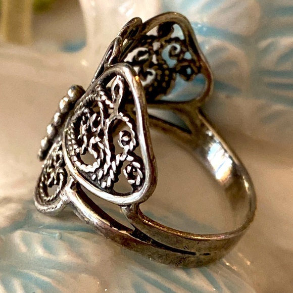 925 sterling silver intricate rope braid butterfly ring - Picture 4 of 12